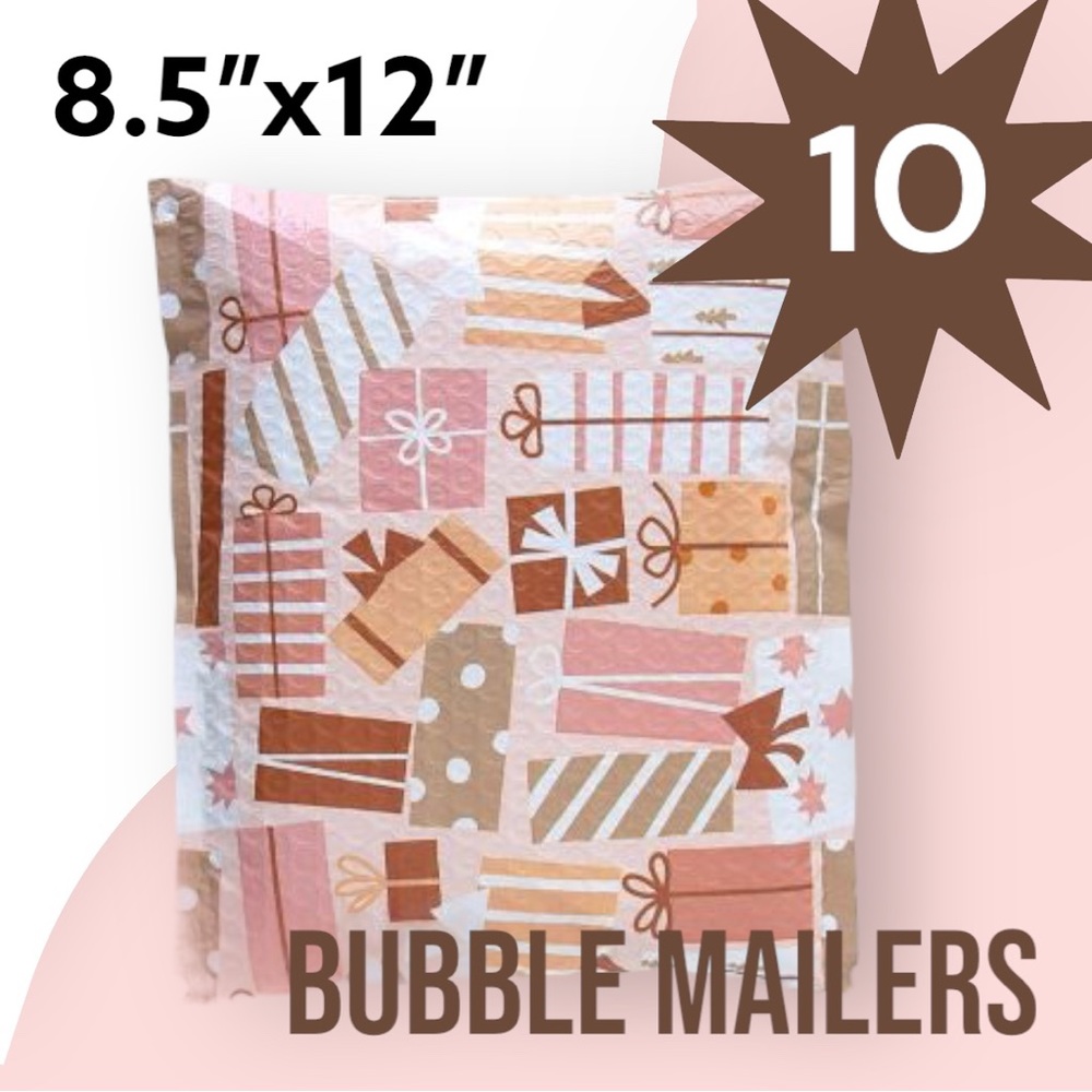 Gift Box Print Bubble Mailers 8.5" x 12" Pack of 10 - Picture 2 of 9